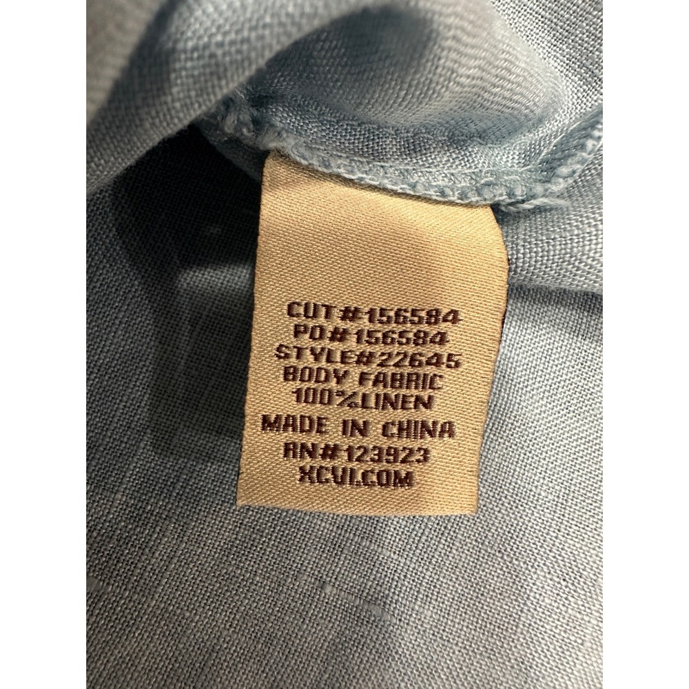XCVI Midi Skirt 100% Linen Small Light Blue Smocked Frayed Hem Earthy Granola - Picture 8 of 9